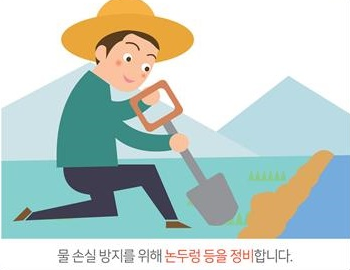 물 손실방지를 위해 논두렁 등을 정비합니다.
